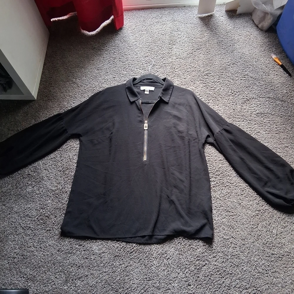 Michael Kors Black Zip-Up Sweatshirt